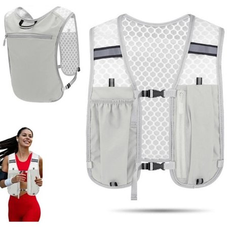 ING Heijastava juoksuliivi, juoksuliivi, yksi koko, juomaliivi, juoksuvalaistus, sopii juoksuun, pyöräilyyn ja polkujuoksuun