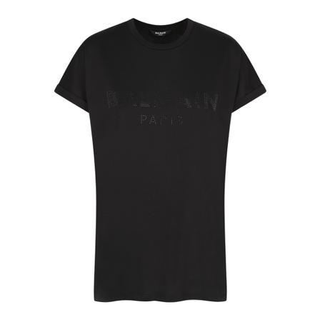 Balmain, Logo T-shirt Zwart, Dames, Maat:S,Katoen
