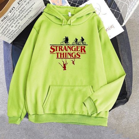 Stranger Things Hættetrøje | Trykt Sweatshirt | Casual Unisex Fan Tøj *XL* lysegrøn lysegrøn XL lysegrøn XL