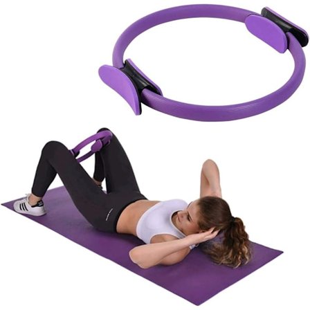 Pilates Ring Hoop Yoga Ring Pilates Pilates Ring Hjemmegym Egnet for Rund Pilates Doble Håndtak - Yoga Gym Kvinner Fitness Trening, Lilla
