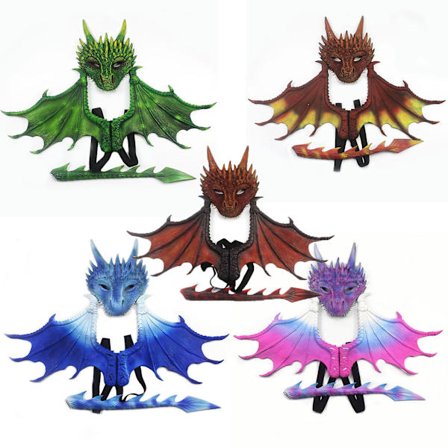 Halloween dragevinger sett barn fantasy dragevinger kostyme dinosaur vinger, maske og hale sett for barn -a