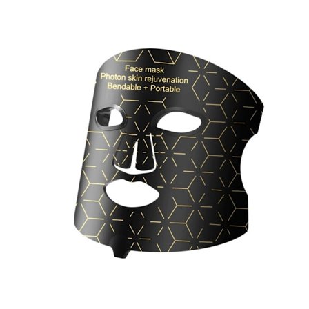 LED hjemme ansigtsmaske - sort silikone, 3 tilstande og 4 farver til hudfornyelse