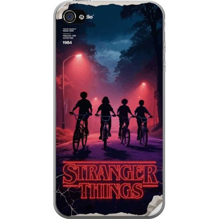 Kompatibel Mobilcover til Apple Apple iPhone 4 Stranger Things mørk fantasyillustration med børn og ur dramatisk rød skræmmende design inspireret