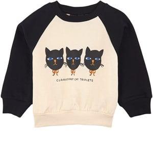 Mini Rodini Off-white Cat Triplets Sweatshirt 80/86 cm - Jumpers and knitwear - 80/86 cm - White