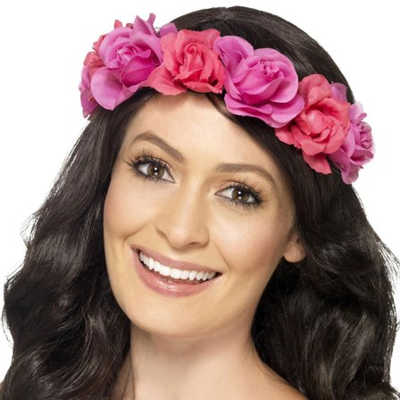 Hårband med Stora Rosa Blommor