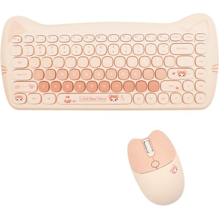 Sød Kat 2.4G USB Trådløst Tastatur og Mus Combo, Skrivemaskine Fleksible Taster, Slikfarver, Kompatibel med Notebook, PC