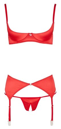Cottelli Collection: Sexy In Red Open Bra & Panties Set
