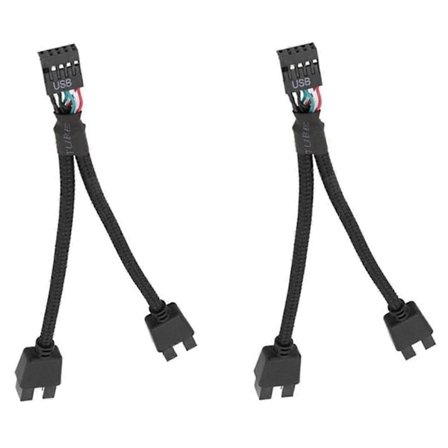 2 stk Datamaskin Hovedkort USB 2.0 9 Pins til Dobbel 9 Pins Forlengelseskabel Y-Splitter Lyd HD Forlengelseskabel Svart