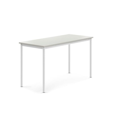 Desk BORÅS, 1400x600x760 mm, grey laminate, white