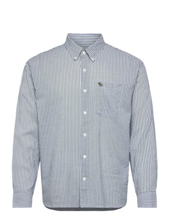 Abercrombie & Fitch | Ls Icon Curved Hem Seersucker Poplin | XS