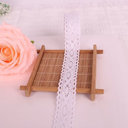 Bomull Blondekant Heklet blondebånd WHITE4 WHITE4