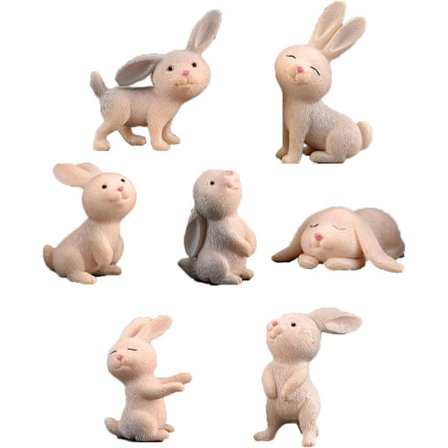 7 stk Søte Miniatyr Kaninfigurer Dyr Kaninfigurer Leke