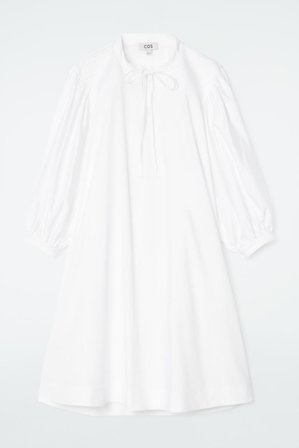 COS Women's Tie Detail Pleated Mini Dress in White