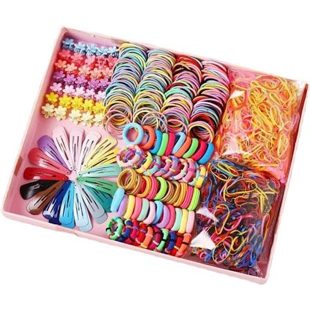 780 st Set Hårtillbehör Baby Små flickor Hårklämmor Rosett Slipsar Småbarn Spännband Hårnålar Set Huvud Ornament ljus Flerfärgad