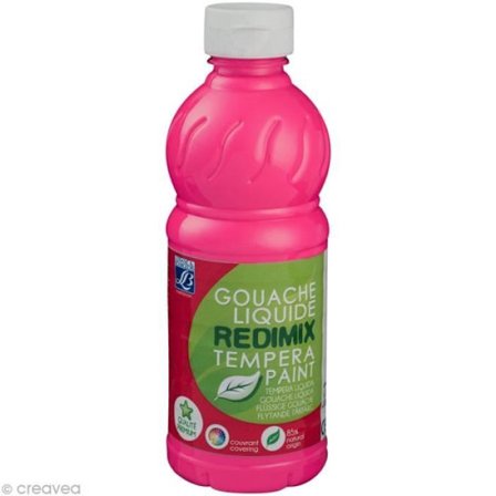 Flytande gouache Lefranc Bourgeois Redimix - 500 ml Gouache Liquide Education Rose yrien 500 ML, för att måla enkelt och