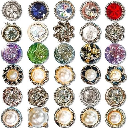 30 Sæt Perlebrocheknapper, Knapper til at Dække Op, Syfrie Knapper Usynlige Knapper til Bluser, Kjoler, Trøjer, Frakker