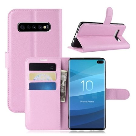 Samsung Galaxy S10 Plus litsi nahkainen flip Suojakotelo - Pinkki