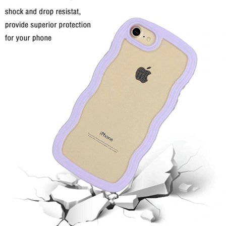 Yhteensopiva iPhone 7/8/SE (2020)/SE (2022) Aaltoileva Reuna PC+TPU Puhelinkotelo Värillinen Kehys Läpinäkyvä Takaosa Monivärinen Purppura-Iloinen
