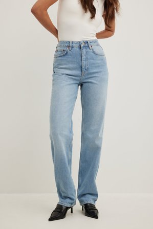 NA-KD Straight High Waist Jeans - Straight jeans - Blå - EU 32