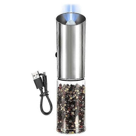 Elektrisk Peberkværn Saltkværn USB Genopladelig Enhåndsbetjening Justerbar Salt Peber
