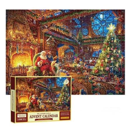 Puslespil adventskalender 2023, 1008 puslespilsbrikker 24 dage til jul Nedtælling adventskalender Juleblomst måneskinsnat