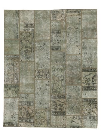 Handgeknüpft Patchwork 197X245 Wollteppich Dunkelgrün/Grün