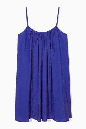 COS Women's Gathered Strappy Mini Dress in Blue