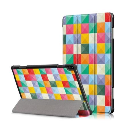 Lenovo Tab P10 läderfodral med mönster - Färgglada Triangle Rutnät multifärg