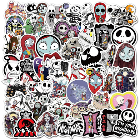 Mareritt før jul Halloween-klistremerker 50-pakning, søte vinyl vanntette klistremerker for laptop, vannflasker, gitar, skateboard-klistremerker