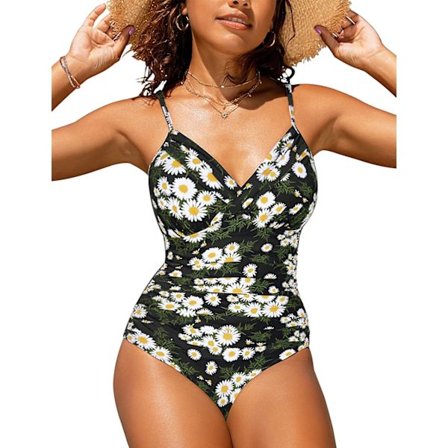 2025 Amazon Bästsäljare Baddräkt Sexig Enfärgad Korsad Åtsittande Baddräkt i Ett Stycke Modeexport Baddräkt Vit blomma Vit blomma