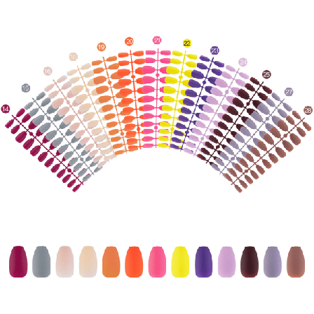 TG 312 st Korte løsnagler Fargerike kunstige løsnagler Runde trykte negler Dekk ensfarget falsk manikyr
