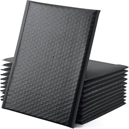 20-pakning Poly Boblekonvolutter A4 Svart 254 x 330 mm (10x13 tommer) Vatterte Konvolutter Bobleforede Poly Konvolutter Selvklebende for Emballering 