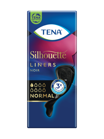 Tena Silhouette truseinnlegg, Normal, sort, 26 stk.