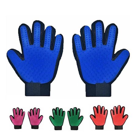 Hanske for massasje og fjerning av hår for kjæledyrhund og katt - Stellkam - Berøringsrengjøring - Magisk hanske - Rød - Venstre hånd