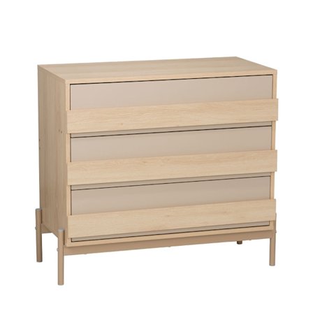 Cappuccino kommode med 3 skuffer, Sonoma eg, 80x40x75 cm