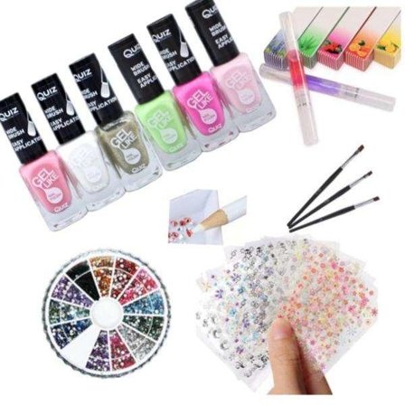 Neglesæt - Dekorationssæt - Neglelak, Rhinestone, Negleklistermærker