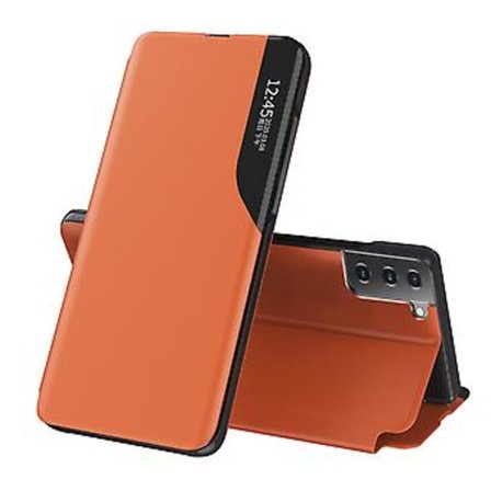Til Samsung Galaxy S21 5G Side Display Magnetisk Læderetui (Orange)