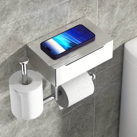 Moderne Vægmonteret Toiletpapirholder med Integreret Kleenexdispenser - Sort Jerndesign, Pladsbesparende Badeværelsesorganisering_TF_TF