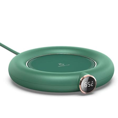 Kannettava USB-ladattava kahvimuki lämmitin automaattisella sammutustoiminnolla Sähköinen juomalämmitin kolmella lämpötila-asetuksella [DB] Green