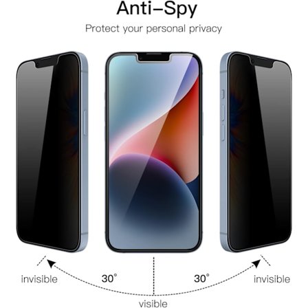Näytönsuoja iPhone 16e 2025:lle, iPhone 14 6.1-tuumaiselle, Anti Spy karkaistu lasikalvo, 2 kpl