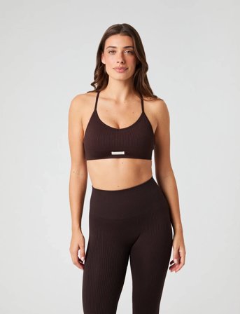 Björn Borg Studio Seamless Ribbed Strap Bra - Brown - XS/S