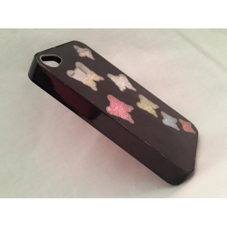 Apple Iphone 4 4S Skal Case Beads (7 Butterflys) Svart