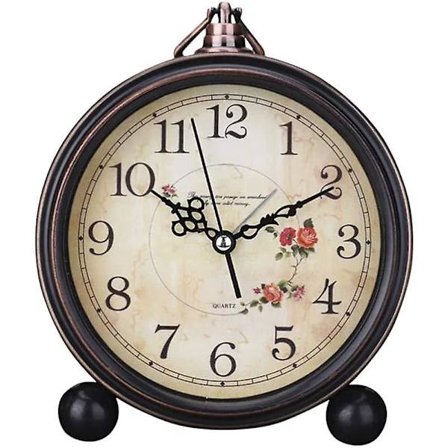 Wekity Retro Ikke-tikkende Bordvækkeur Batteridrevet Lydløs Kvartsbevægelse HD Glas