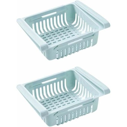 2-pack hopfällbar förvaringslåda för kylskåp med multifunktionslådeorganisatör för kylskåp kök skafferihylla (färg: blå)