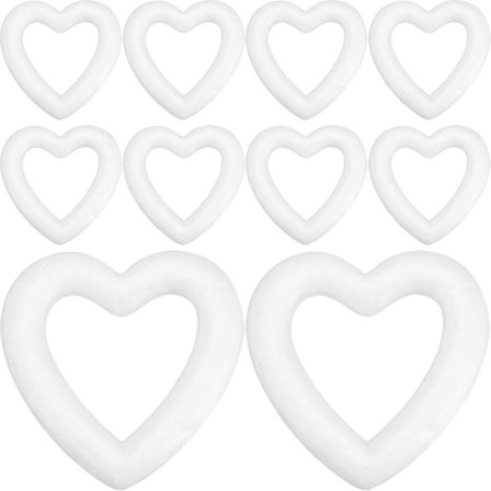 10 stk skumkrans hjerteformet skumkrans hjerteformet skumkrans skumkrans DIY-rekvisita (11X11X2.2CM, hvit)