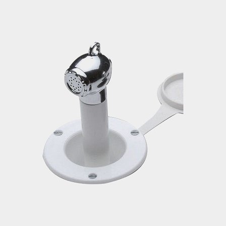 Brusehoved / bruserhåndtag Barka DR1515, med slange 4 meter, 3/8" G (BSP), plast & messing, hvid & forkromet messing