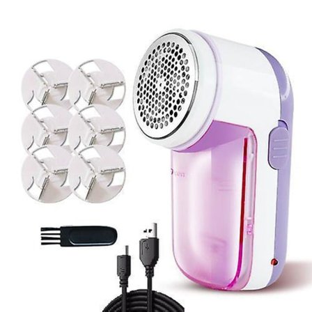 Stoffbarbermaskin, Elektrisk Nuppefjerner, Oppladbar Genserbarbermaskin med Rustfrie Stål 8-blads Kniver, Dobbel Beskyttelse, Avtakbar Beholder