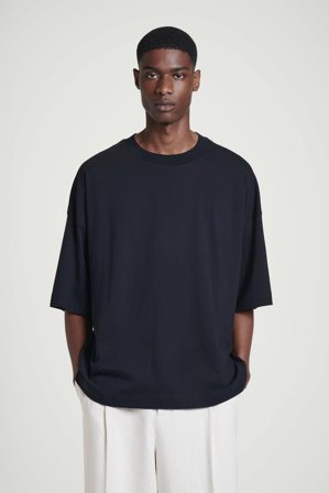 COS Men's Oversized Extra-Wide Cotton T-Shirt in Blue