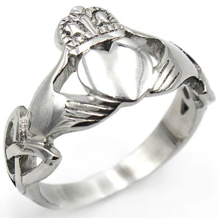 925 Sterling Silver Iriska Claddagh Krona Kärlek Hjärta Band | Keltiskt vänskapslöfte Ring Storlekar 10,A