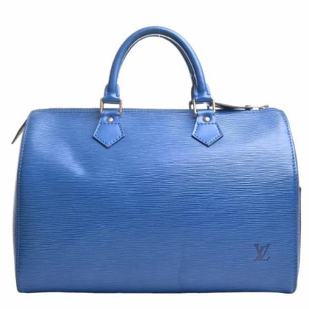Louis Vuitton Vintage Pre-owned Leather handTass , Blauw , Dames , Maat: ONE Size Vintage Tassen